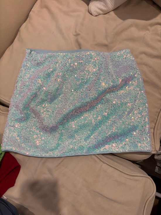 Finesse Dresses & Skirts - Finesse Iridescent Light Blue Sequin Mini Skirt